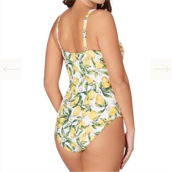 Niptuck Joanne Twist Front One Piece Swimsuit Suit Size 12 Lemon Print - Picture 11 of 13